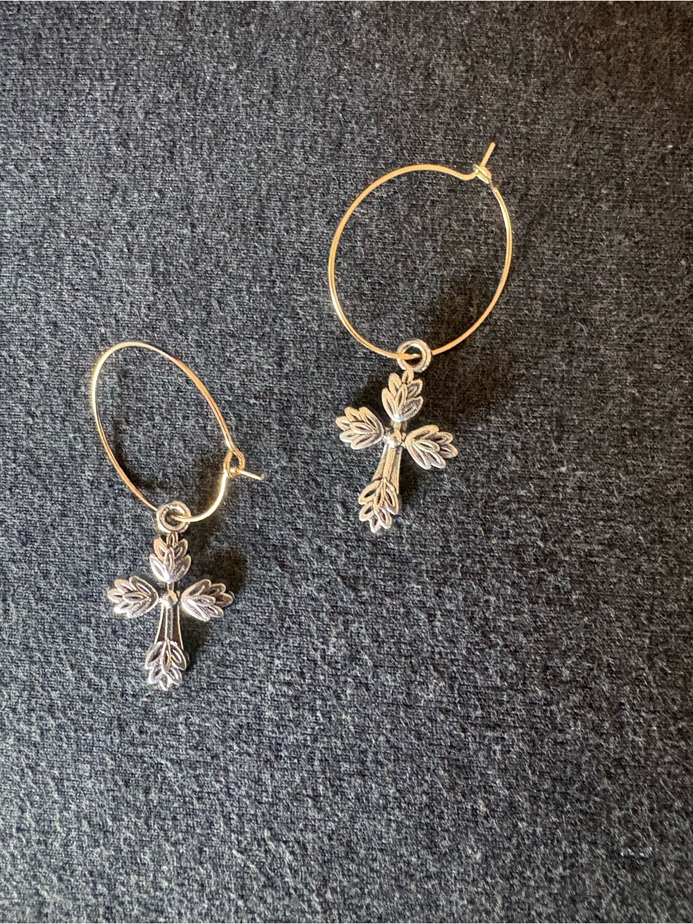 Hoop Earrings with Decorative Cross Charms